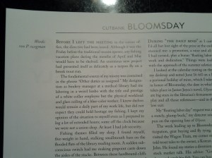 A snippet of my new short story, "Bloomsday" (photo taken 06 2013)
