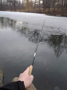 Tenkara on thin ice. (photo taken 03 13 2014)